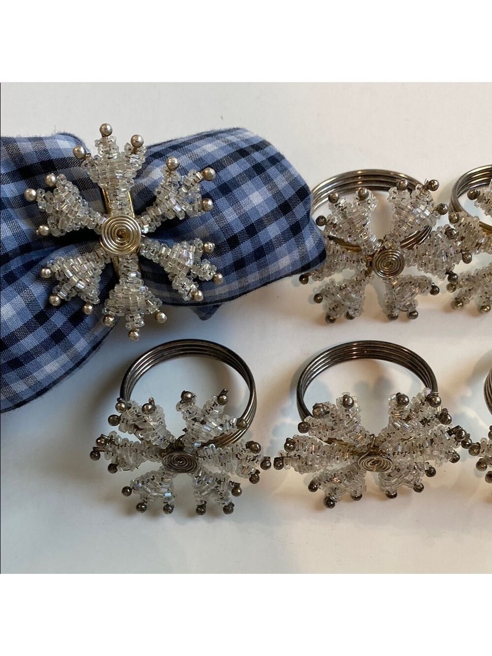 Silver Snowflake Napkin Rings 6x - Picture 2 of 10